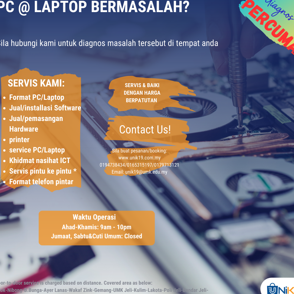 perkhidmatan laptop repair di perlis malaysia baiki servis profesional