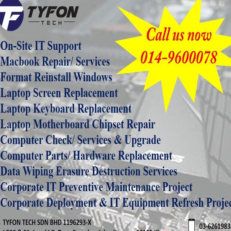 tyfon tech puchong second hand computer komputer murah laptop repair computer parts replacement